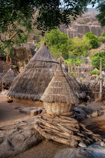 Tradtional build huts of the Otuho or Lutoko tribe in a village in the Imatong mountains