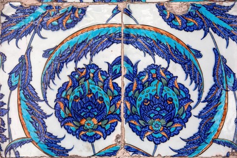 Macro view of the tiles in the Rustem Pasa Mosque