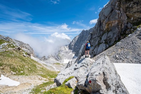 Hiker standing on a rock
