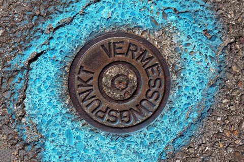 Survey point on the road