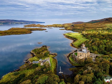Aerial of Dunvegan castle