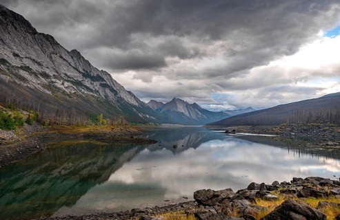 Mountains reflected in a lake