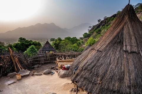 Tradtional build huts of the Otuho or Lutoko tribe in a village in the Imatong mountains
