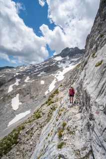 Hiker on a rock face