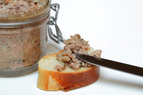 Slice of bread with meat pate