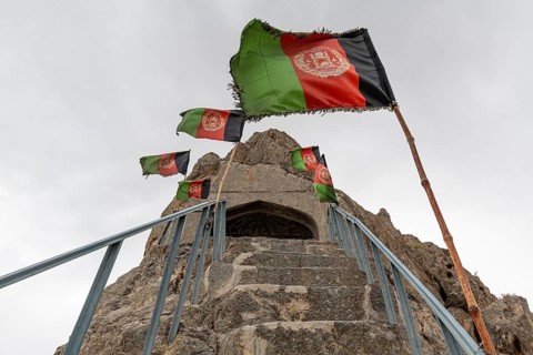Afghan flags at Chil Zena