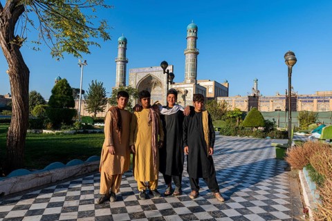 Young boys in the great Mosque of Herat