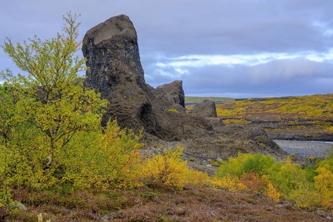 Colourful autumn colours at the basalt formations of Hlooaklettar