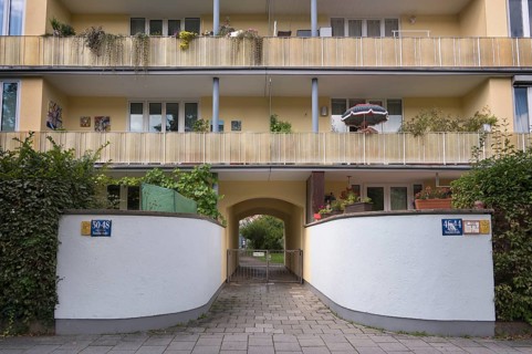 Balconies with plants and parasol