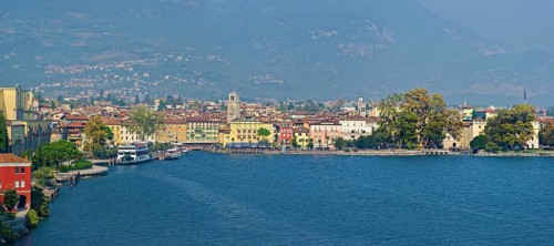 Town view of Riva del Garda and Lake Garda in the morning