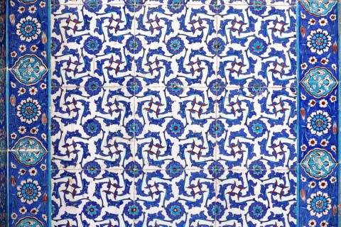 Macro view of the tiles in the Rustem Pasa Mosque