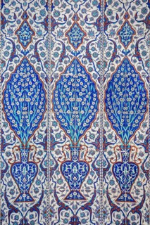 Macro view of the mihrab tiles in the Rustem Pasa Mosque