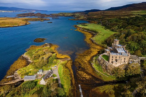 Aerial of Dunvegan castle
