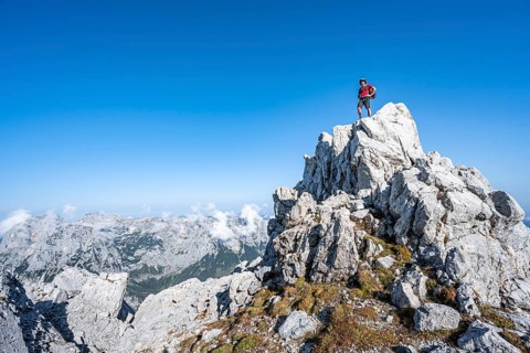 Hiker standing on a rock