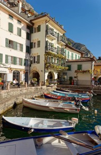 Idyllic fishing village and harbour with colourful boats