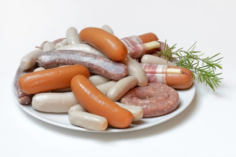 Various sausages on plate