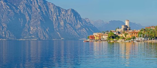 Historic coastal town of Malcesine with the castle Castello Scaligero