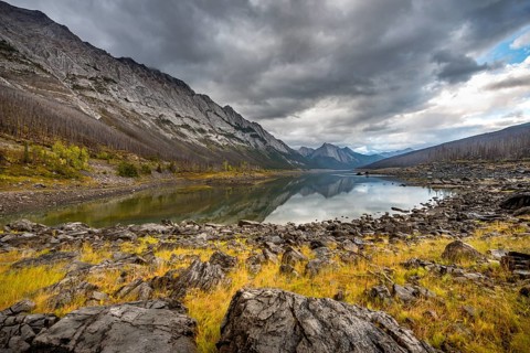 Mountains reflected in a lake