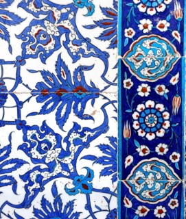 Macro view of the tiles in the Rustem Pasa Mosque