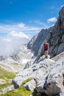 Hiker standing on a rock