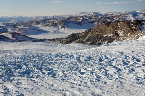 Huge ice masses of a glacier