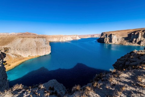 Overlook over the deep blue lakes of the Unesco National Park
