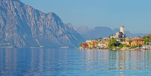 Historic coastal town of Malcesine with the castle Castello Scaligero