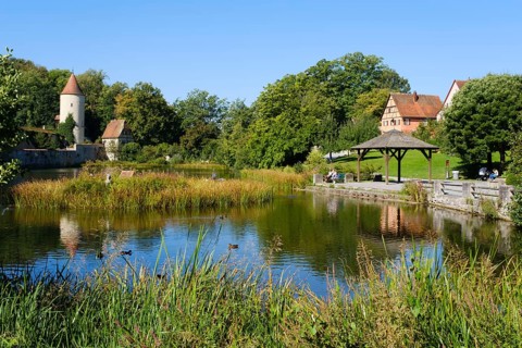 City park with digestion tower and park ranger's house