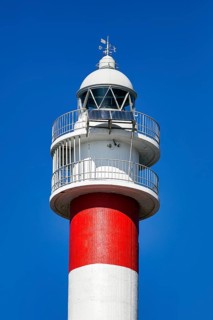 Red and white Punta de Teno lighthouse