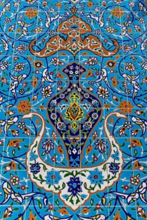 Beautiful tiles in the Sakhi Shah-e Mardan Shrine or Ziyarat-e Sakhi