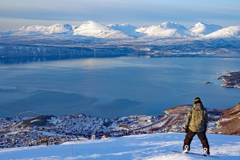Snowboarders on the slope