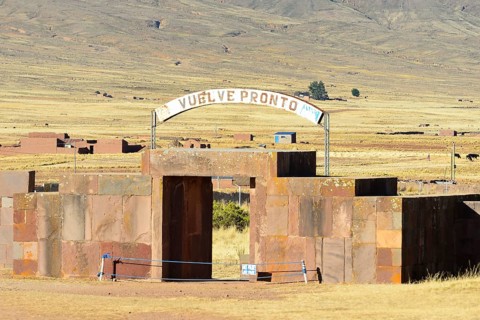 Stone gate in the ruins of Tiwanaku