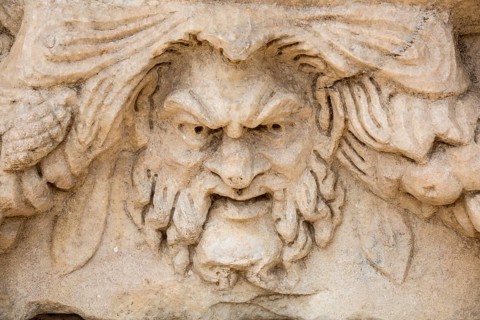 Head relief on the portico of Tiberius in Aphrodisias