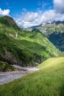 Snow field on a mountain slope