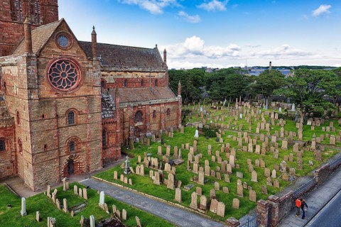 View of graveyard from above