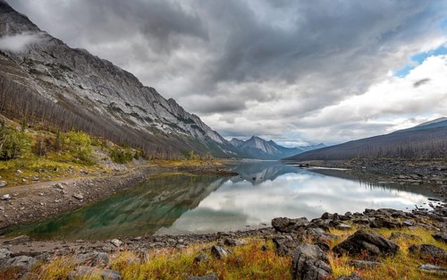 Mountains reflected in a lake