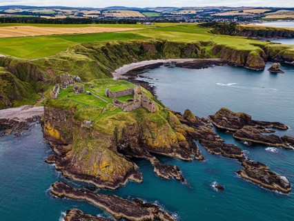 Aerial of Dunnottar Castle