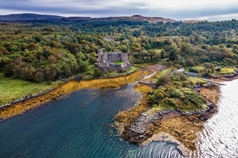 Aerial of Dunvegan castle