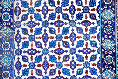 Macro view of the tiles in the Rustem Pasa Mosque