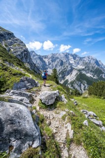 Hiker on the trail to the Meilerhuette