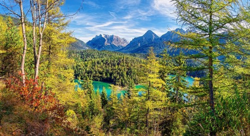 Fernpass with Zugspitze massif and Blindsee
