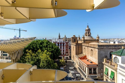View of Annunciation Church and Cathedral of Seville