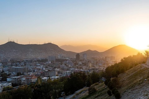 Overlook over Kabul at sunset