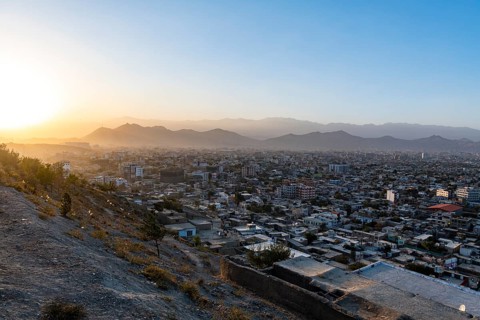 Overlook over Kabul at sunset