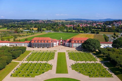 Castle garden with orange trees