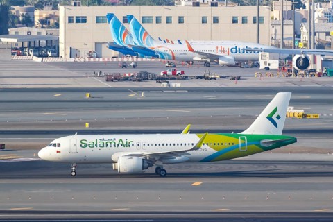 A Salam Air Airbus A320neo with registration A4O-OVG at Dubai Airport