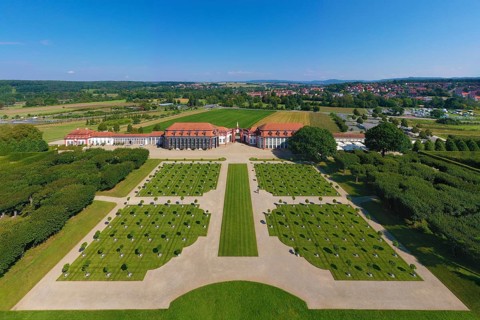 Castle garden with orange trees