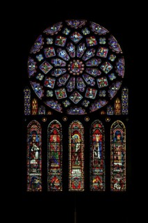 Rose window of the north transept with five lancet windows below
