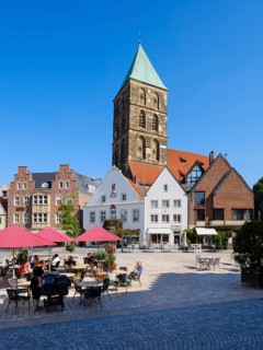 Historic market square with St