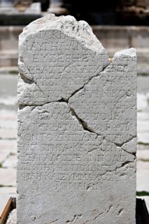 Ancient writing on marble plaque at Sagalassos in Isparta